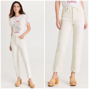 NWT RE/DONE × LEVI'S 70s Ultra High Rise Stove Pipe Raw Hem Jean Vintge White 29